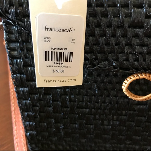 Francesca’s Accessories Bag, Black with Camel Trim. Top Handler. NWT - Picture 3 of 9